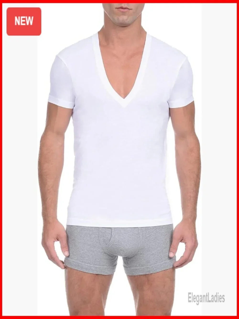 Slim Fit Deep V-Neck Undershirt in Premium Pima Cotton
